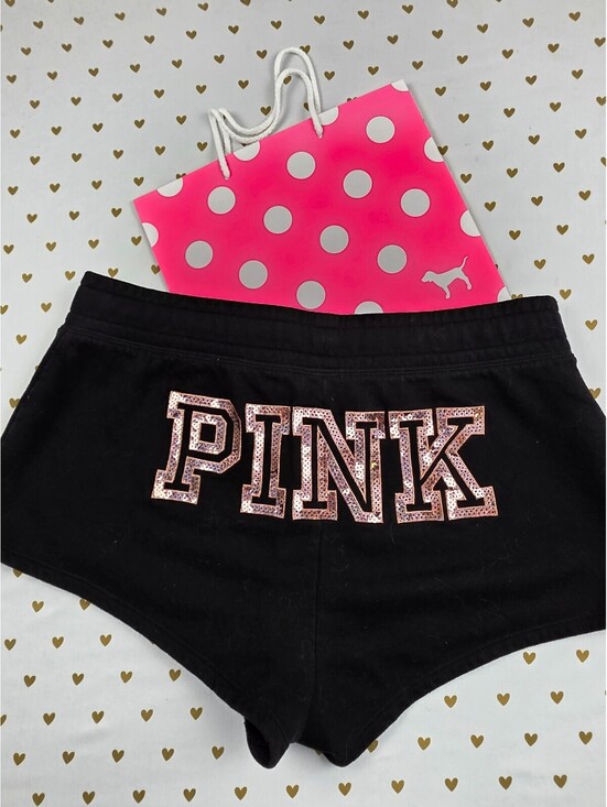 PINK Victoria's Secret Pants - Victorias Secret PINK Bling Gold Sequined Sweat Shorts Large